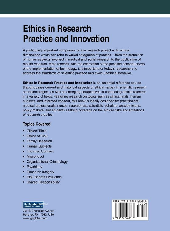 Produktbild: Ethics in Research Practice and Innovation