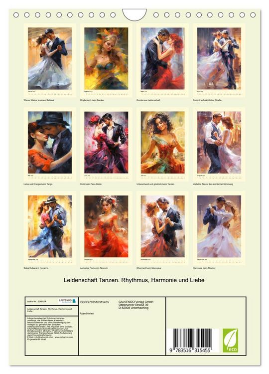 Produktbild: Leidenschaft Tanzen. Rhythmus, Harmonie und Liebe (Wandkalender 2026 DIN A4 hoch), CALVENDO Monatskalender