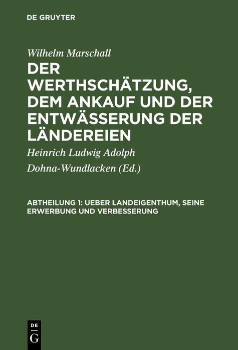 Produktbild: Ueber Landeigenthum, seine Erwerbung und Verbesserung