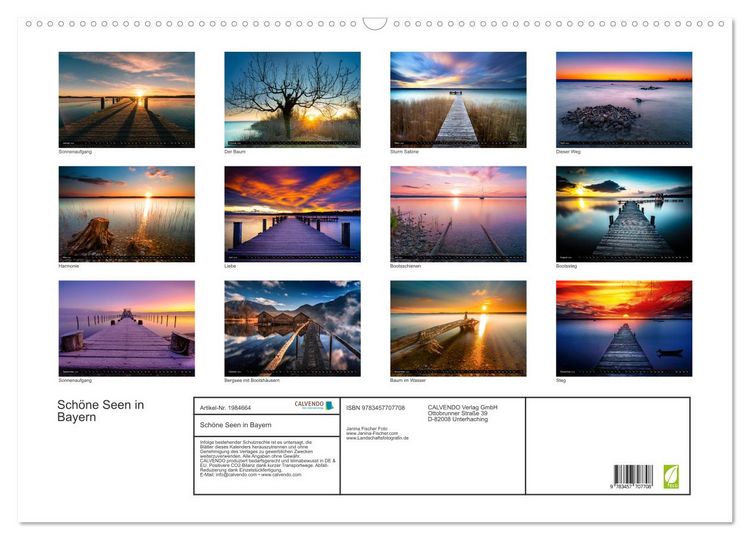 Produktbild: Sch&ouml;ne Seen in Bayern (Wandkalender 2026 DIN A2 quer), CALVENDO Monatskalender