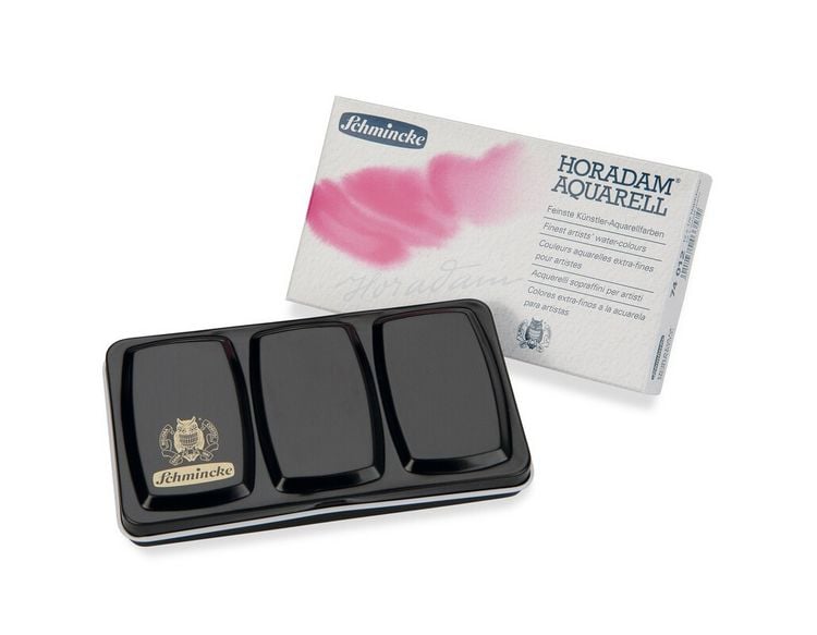 Produktbild: Schmincke Horadam Aquarell, Metallkasten, 12 x 1/2 N&auml;pfchen + daVinci Pinsel