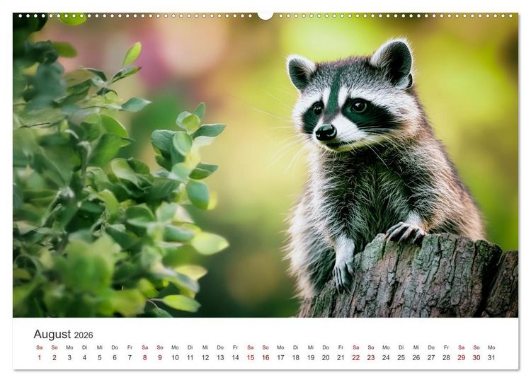Produktbild: Frech, flauschig, fantastisch - Der Waschb&auml;ren-Kalender (hochwertiger Premium Wandkalender 2026 DIN A2 quer), Kunstdruck in Hochglanz