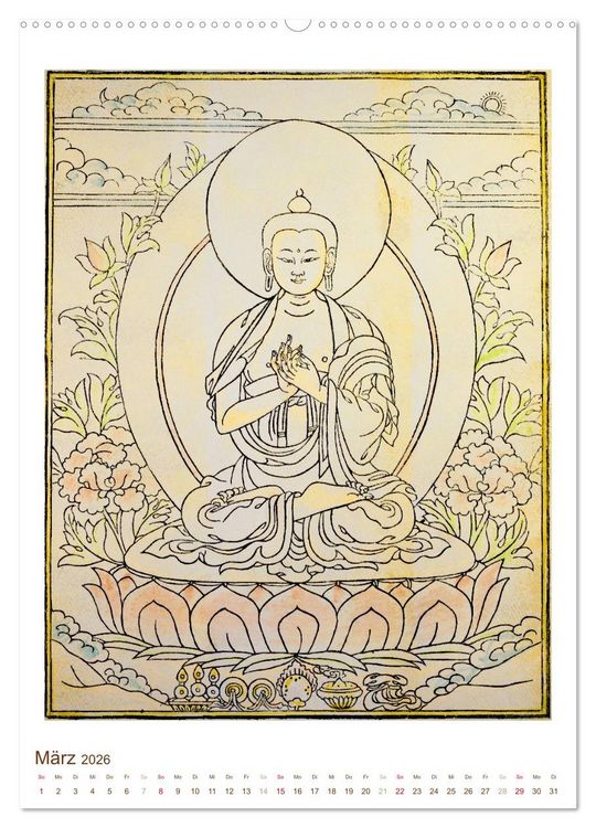 Produktbild: Mit Buddha durchs Jahr: historische Zeichnungen (hochwertiger Premium Wandkalender 2026 DIN A2 hoch), Kunstdruck in Hochglanz