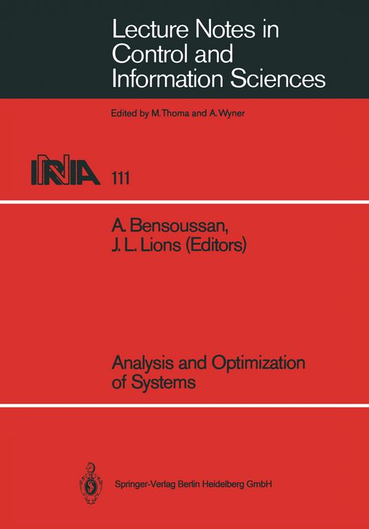 Produktbild: Analysis and Optimization of Systems