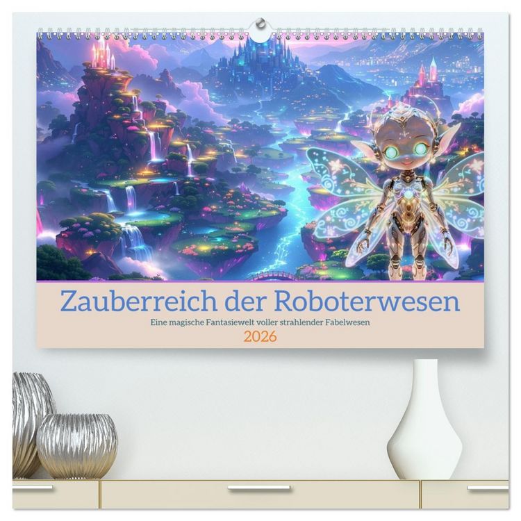 Produktbild: Zauberreich der Roboterwesen (hochwertiger Premium Wandkalender 2026 DIN A2 quer), Kunstdruck in Hochglanz
