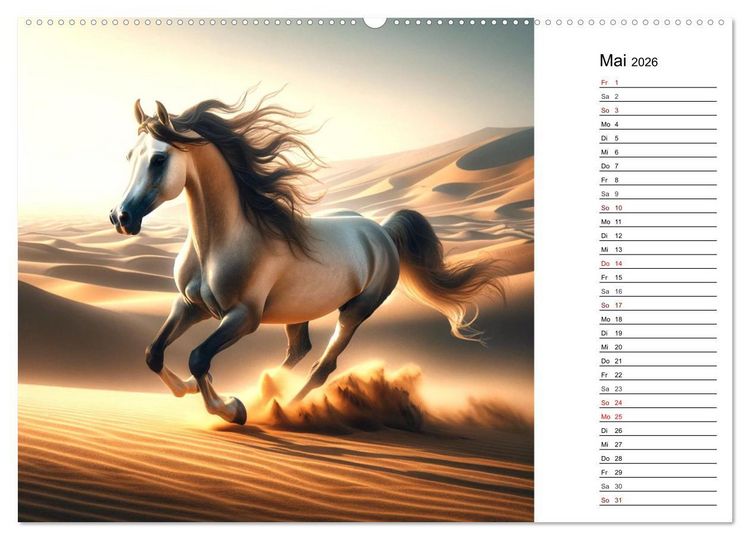 Produktbild: Pferde - die Sch&ouml;nheit edler Pferderassen (hochwertiger Premium Wandkalender 2026 DIN A2 quer), Kunstdruck in Hochglanz
