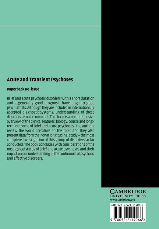 Produktbild: Acute and Transient Psychoses