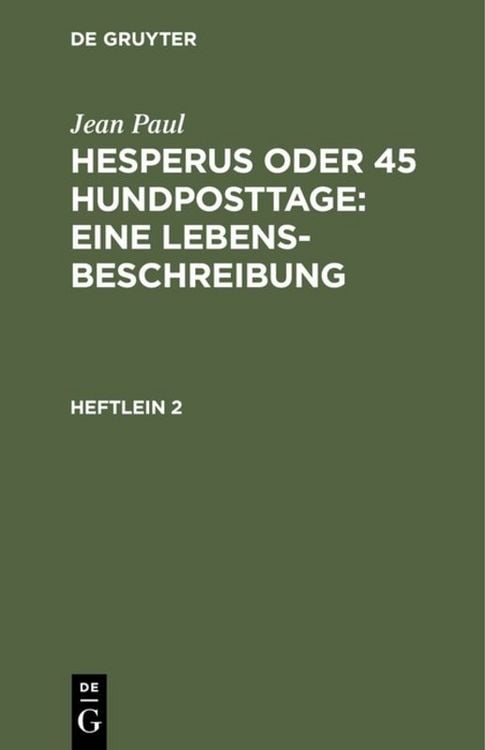 Produktbild: Hesperus oder 45 Hundposttage : Eine Lebensbeschreibung