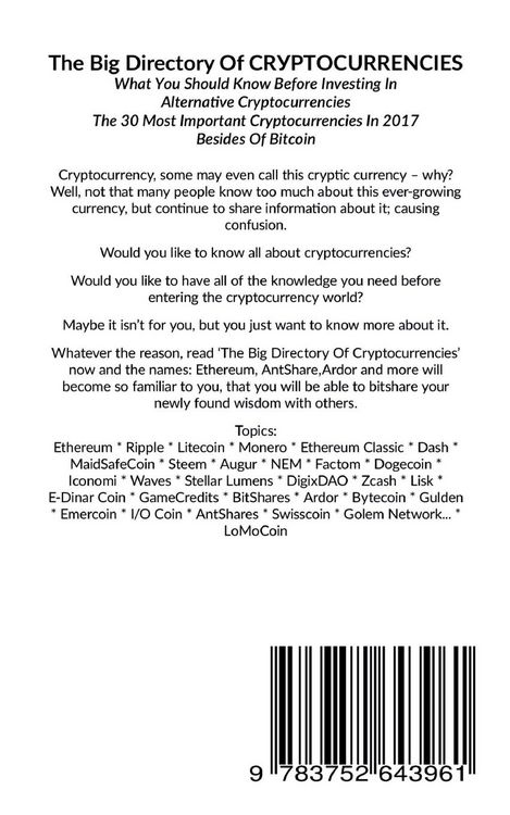 Produktbild: The Big Directory of Cryptocurrencies