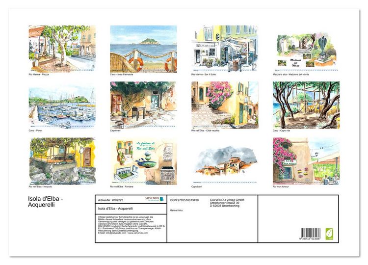 Produktbild: Isola d'Elba - Acquerelli (Wandkalender 2026 DIN A2 quer), CALVENDO Monatskalender