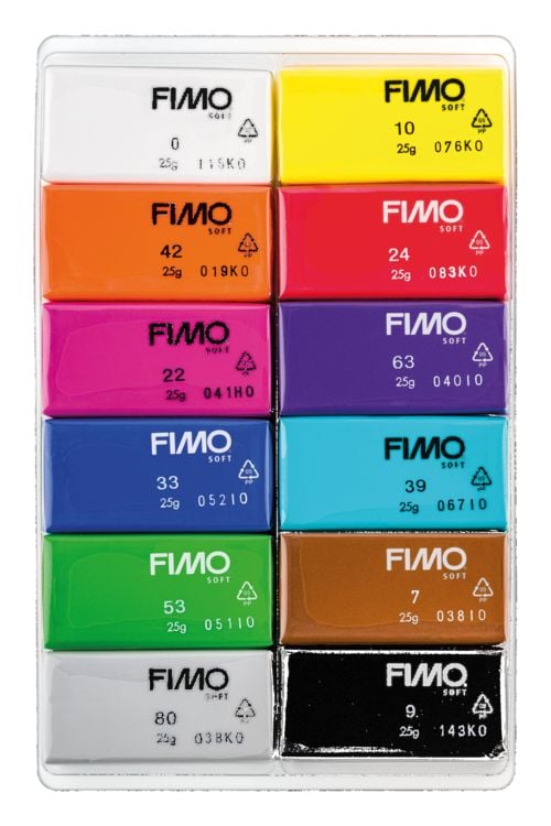 Produktbild: STAEDTLER FIMO ofenh&auml;rtende Modelliermasse FIMO soft 8023 Basic Colours, 12 x 25g Halbbl&ouml;cken