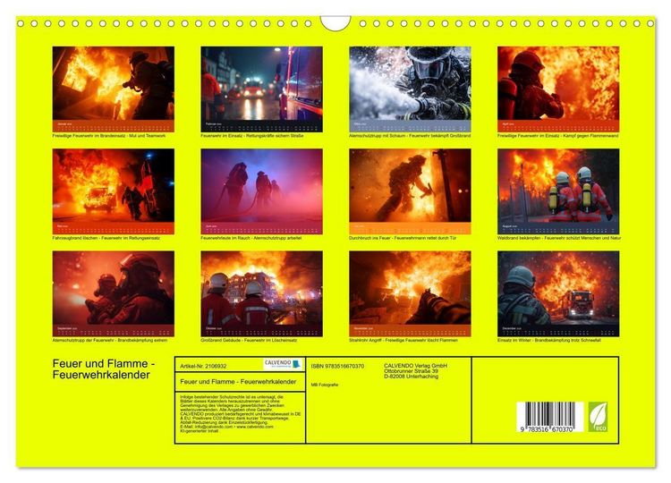 Produktbild: Feuer und Flamme - Feuerwehrkalender (Wandkalender 2026 DIN A3 quer), CALVENDO Monatskalender