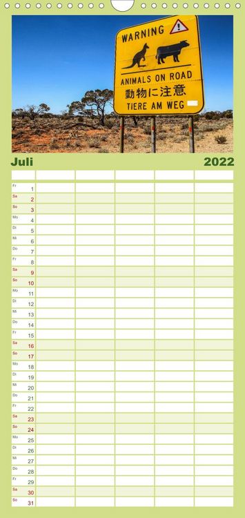 Produktbild: Outback Life - Australien - Familienplaner hoch (Wandkalender 2022 , 21 cm x 45 cm, hoch)