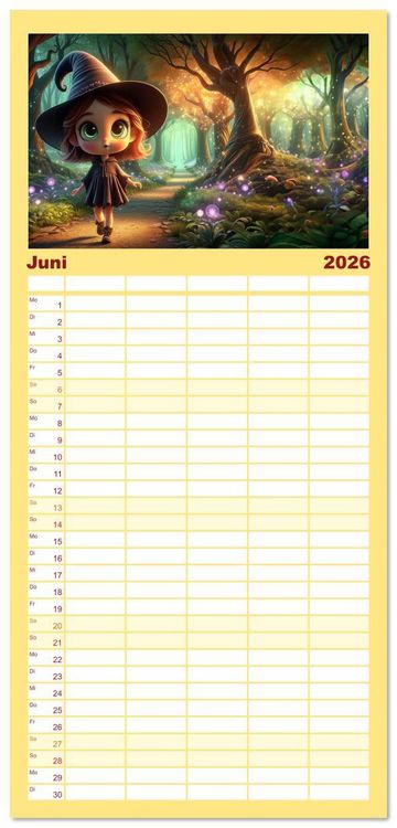 Produktbild: Familienplaner 2026 - Hexenwelten: Ein Jahr voller Magie und Mysterien mit 5 Spalten (Wandkalender, 21 x 45 cm) CALVENDO