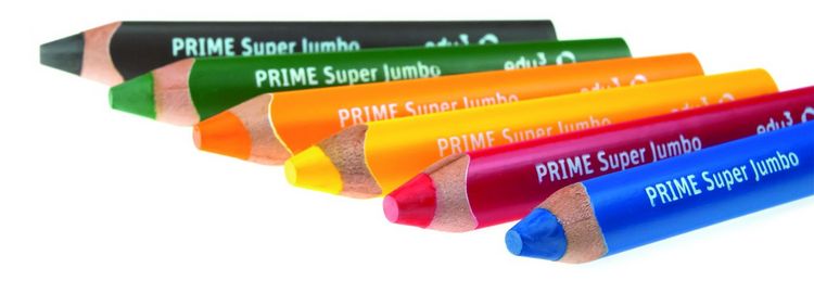 Produktbild: edu&sup3; PRIME Super Jumbo Buntstifte, 6er Set inkl. Spitzer