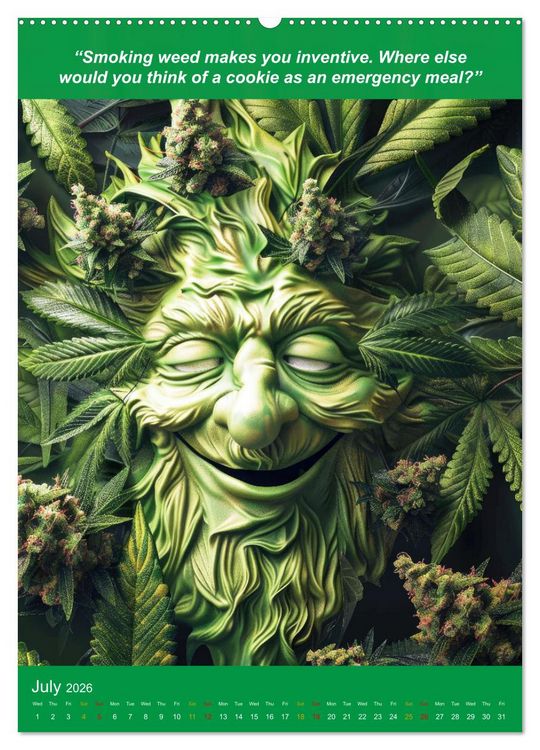Produktbild: The funniest cannabis pictures and slogans (Wall Calendar 2026 DIN A2 portrait), CALVENDO 12 Month Wall Calendar