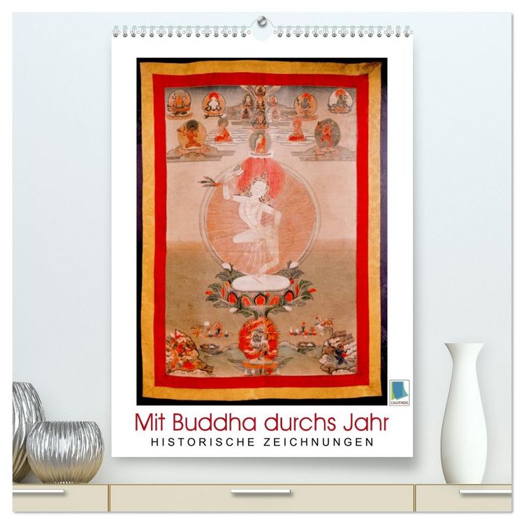 Produktbild: Mit Buddha durchs Jahr: historische Zeichnungen (hochwertiger Premium Wandkalender 2026 DIN A2 hoch), Kunstdruck in Hochglanz
