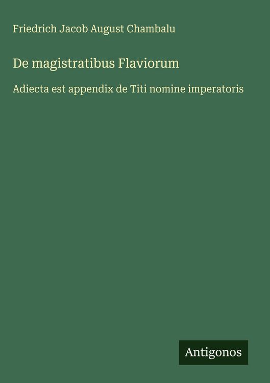 Produktbild: De magistratibus Flaviorum