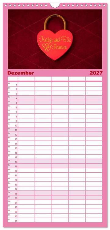 Produktbild: Familienplaner 2027 - Liebesschl&ouml;sser, Ich liebe Dich mit 5 Spalten (Wandkalender, 21 x 45 cm) CALVENDO