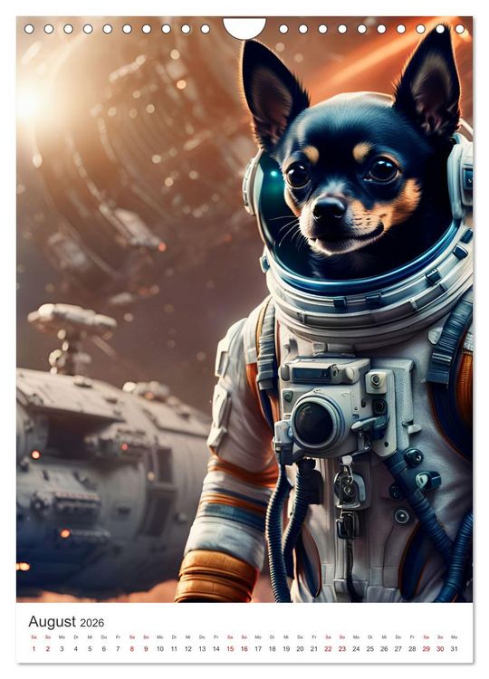 Produktbild: Chihuahua Abenteuer im Weltraum (Wandkalender 2026 DIN A4 hoch), CALVENDO Monatskalender