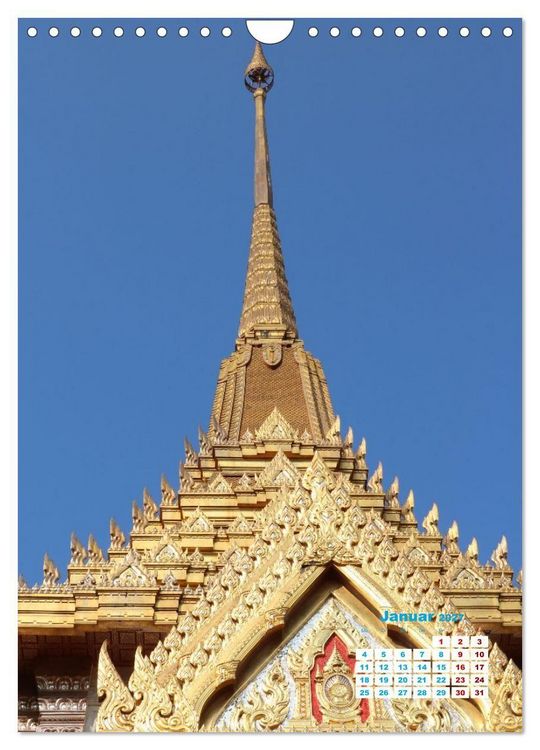 Produktbild: Bangkoks Tempel - Goldene Pagoden und safrangelbe Roben (Wandkalender 2027 DIN A4 hoch), CALVENDO Monatskalender