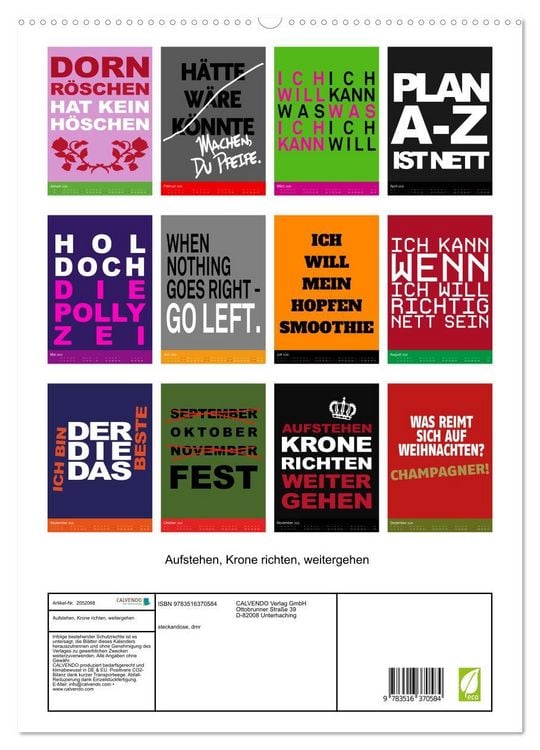 Produktbild: Aufstehen, Krone richten, weitergehen (Wandkalender 2026 DIN A2 hoch), CALVENDO Monatskalender