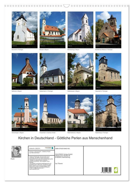 Produktbild: Kirchen in Deutschland - G&ouml;ttliche Perlen aus Menschenhand (Wandkalender 2026 DIN A2 hoch), CALVENDO Monatskalender