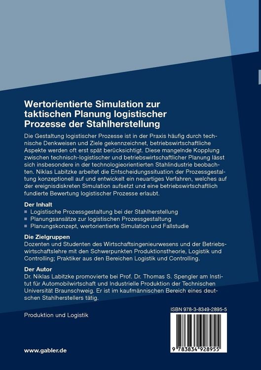 Produktbild: Wertorientierte Simulation zur taktischen Planung logistischer Prozesse der Stahlherstellung