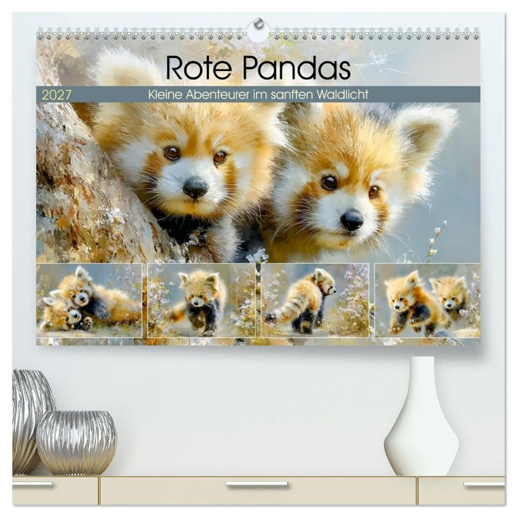 Produktbild: Rote Pandas. Kleine Abenteurer im sanften Waldlicht (hochwertiger Premium Wandkalender 2027 DIN A2 quer), Kunstdruck in Hochglanz