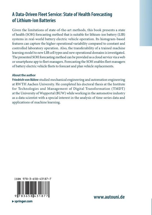 Produktbild: A Data-Driven Fleet Service: State of Health Forecasting of Lithium-Ion Batteries