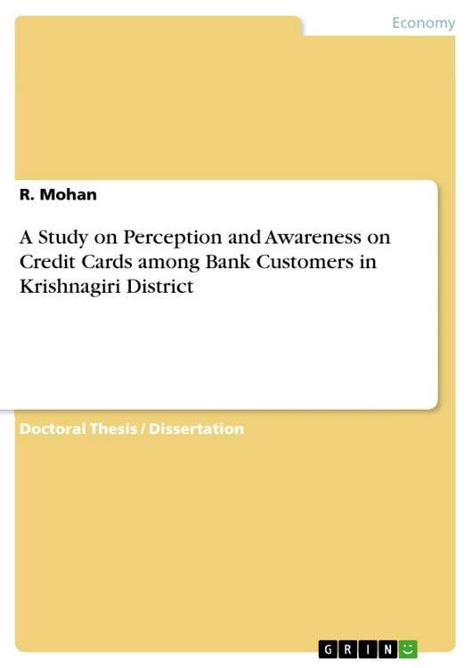Produktbild: A Study on Perception and Awareness on Credit Cards among Bank Customers in Krishnagiri District