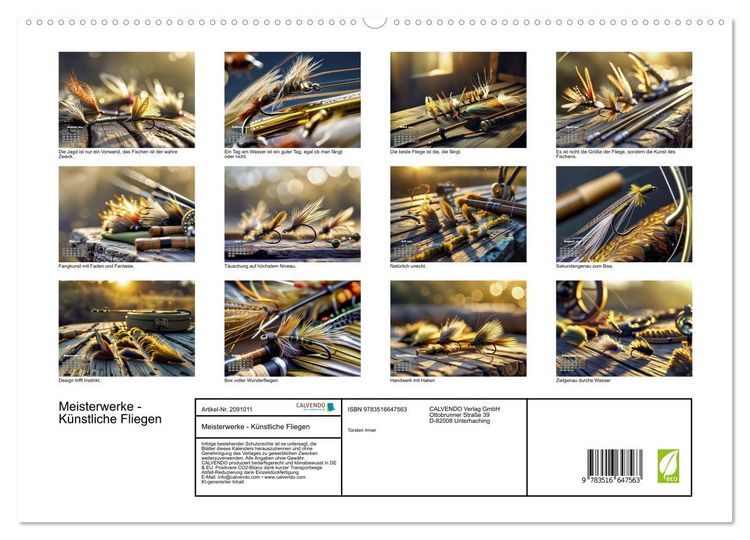 Produktbild: Meisterwerke - K&uuml;nstliche Fliegen (hochwertiger Premium Wandkalender 2026 DIN A2 quer), Kunstdruck in Hochglanz