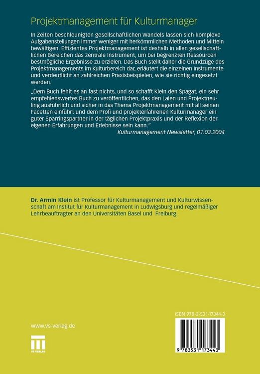 Produktbild: Projektmanagement f&uuml;r Kulturmanager