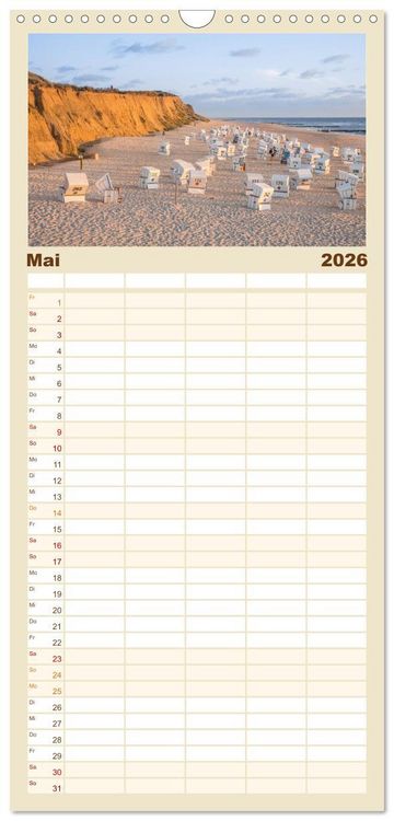 Produktbild: Familienplaner 2026 - Traumstr&auml;nde der Nordsee mit 5 Spalten (Wandkalender, 21 x 45 cm) CALVENDO