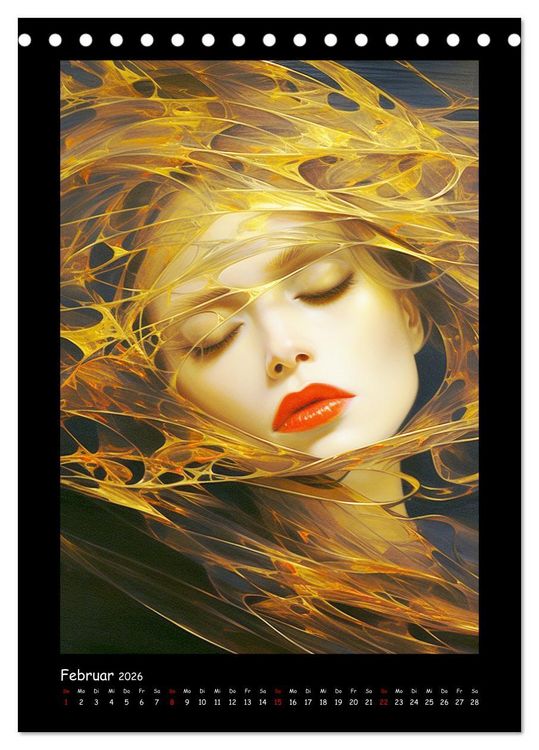 Produktbild: Goldene Portraits. Fusion von Kunst und &Auml;sthetik (Tischkalender 2026 DIN A5 hoch), CALVENDO Monatskalender