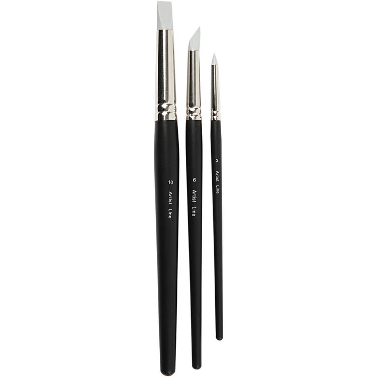 Produktbild: Creativ Company Artist Line Pinsel, L 19-25 cm, B 6+10+15 mm, Flach, rund, 3 Stk