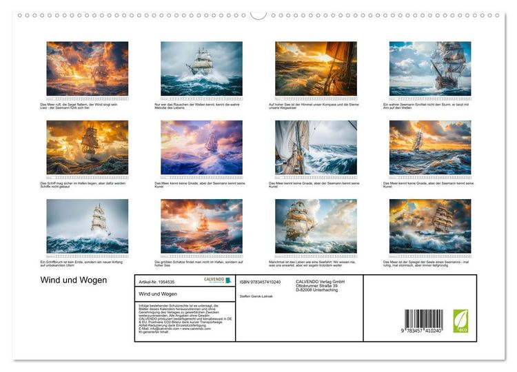Produktbild: Wind und Wogen (hochwertiger Premium Wandkalender 2026 DIN A2 quer), Kunstdruck in Hochglanz