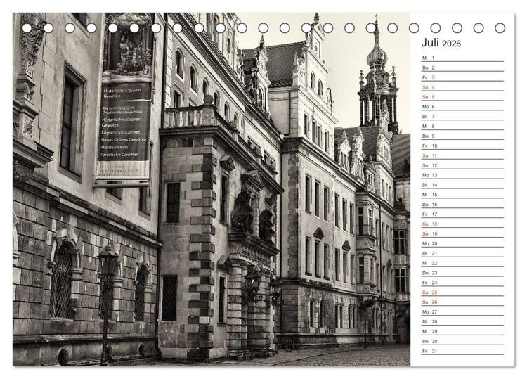 Produktbild: Dresden Schwarz-Wei&szlig; (Tischkalender 2026 DIN A5 quer), CALVENDO Monatskalender