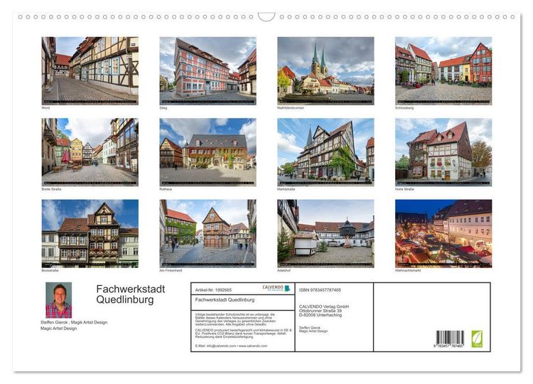 Produktbild: Fachwerkstadt Quedlinburg (Wandkalender 2026 DIN A2 quer), CALVENDO Monatskalender