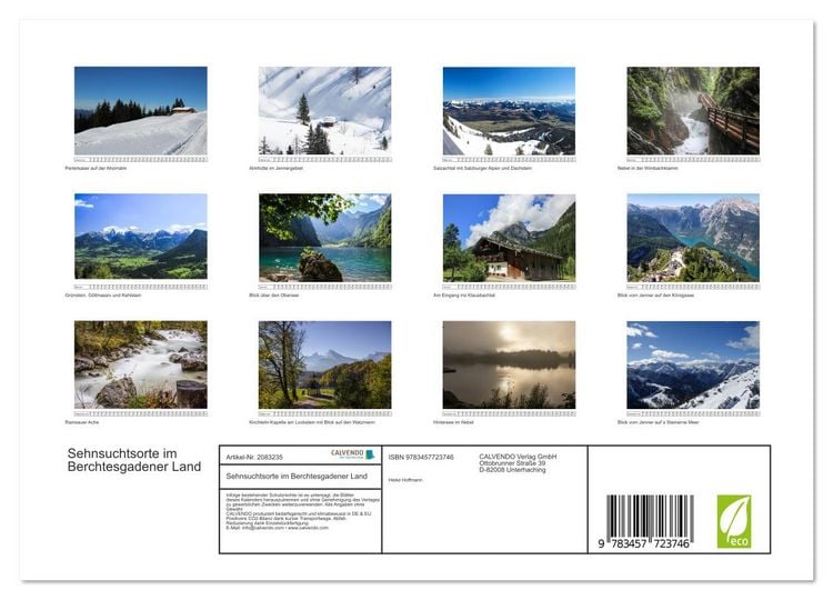 Produktbild: Sehnsuchtsorte im Berchtesgadener Land (Wandkalender 2026 DIN A4 quer), CALVENDO Monatskalender