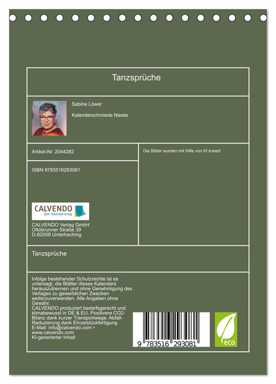 Produktbild: Tanzspr&uuml;che (Tischkalender 2026 DIN A5 hoch), CALVENDO Monatskalender
