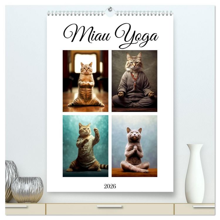 Produktbild: Miau Yoga (hochwertiger Premium Wandkalender 2026 DIN A2 hoch), Kunstdruck in Hochglanz