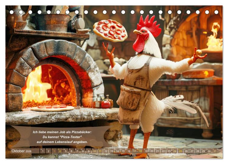 Produktbild: Tierisch lustige Pizzab&auml;cker (Tischkalender 2026 DIN A5 quer), CALVENDO Monatskalender