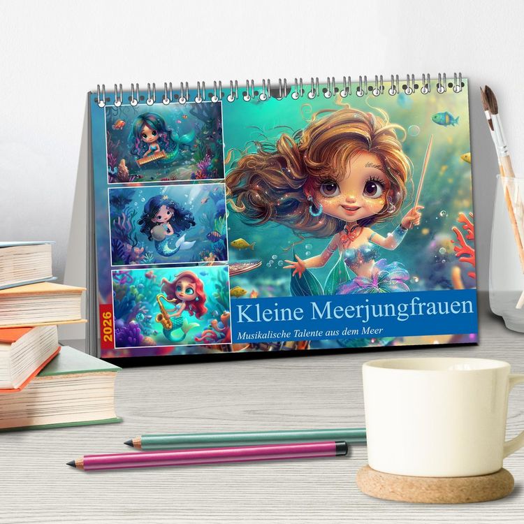 Produktbild: Kleine Meerjungfrauen (Tischkalender 2026 DIN A5 quer), CALVENDO Monatskalender