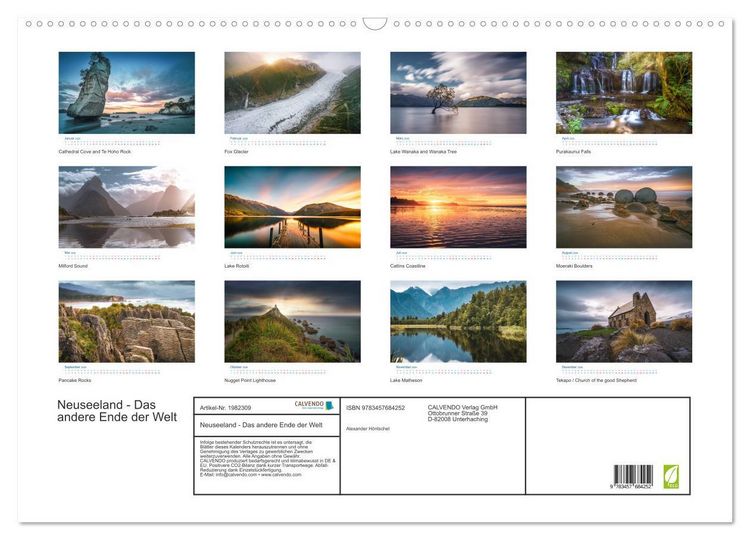 Produktbild: Neuseeland - Das andere Ende der Welt (Wandkalender 2026 DIN A2 quer), CALVENDO Monatskalender