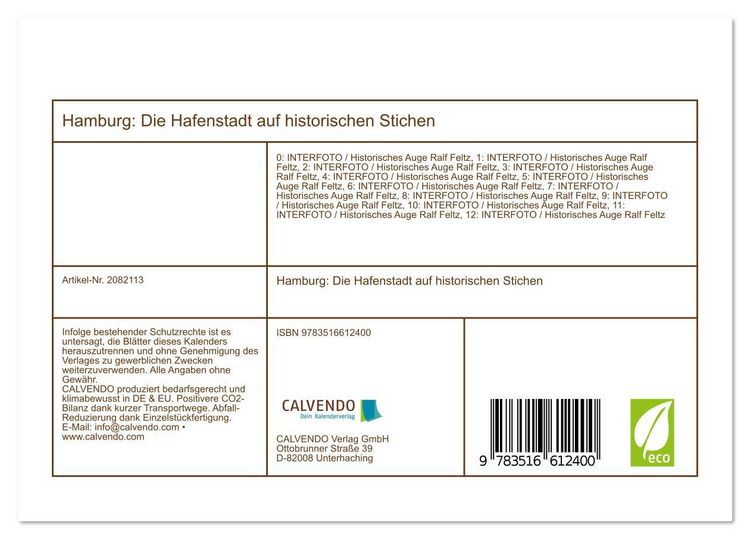 Produktbild: Hamburg: Die Hafenstadt auf historischen Stichen (Tischkalender 2026 DIN A5 quer), CALVENDO Monatskalender