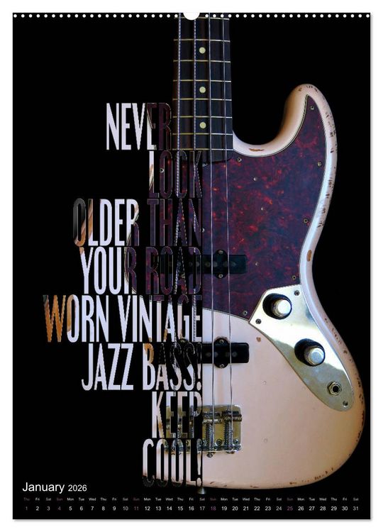 Produktbild: Rock Guitar Beauties (High Quality Premium Wall Calendar 2026 DIN A2 portrait),CALVENDO 12 Month Wall Calendar