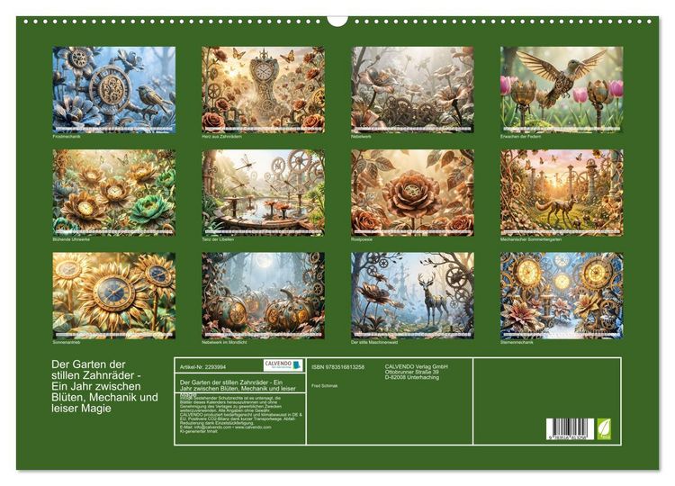 Produktbild: Der Garten der stillen Zahnr&auml;der - Ein Jahr zwischen Bl&uuml;ten, Mechanik und leiser Magie (Wandkalender 2027 DIN A2 quer), CALVENDO Monatskalender