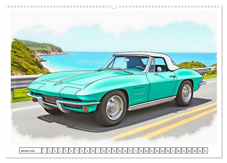 Produktbild: Kultautos der 1960er Jahre (Wandkalender 2026 DIN A2 quer), CALVENDO Monatskalender