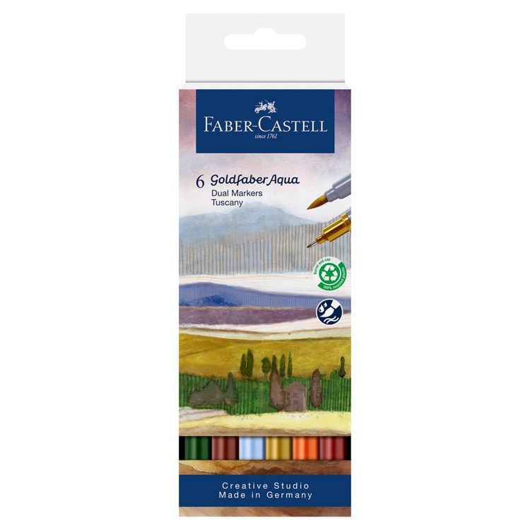 Produktbild: Faber-Castell Tuschestift Dual Marker Goldfaber Aqua, Toskana, 6er Set
